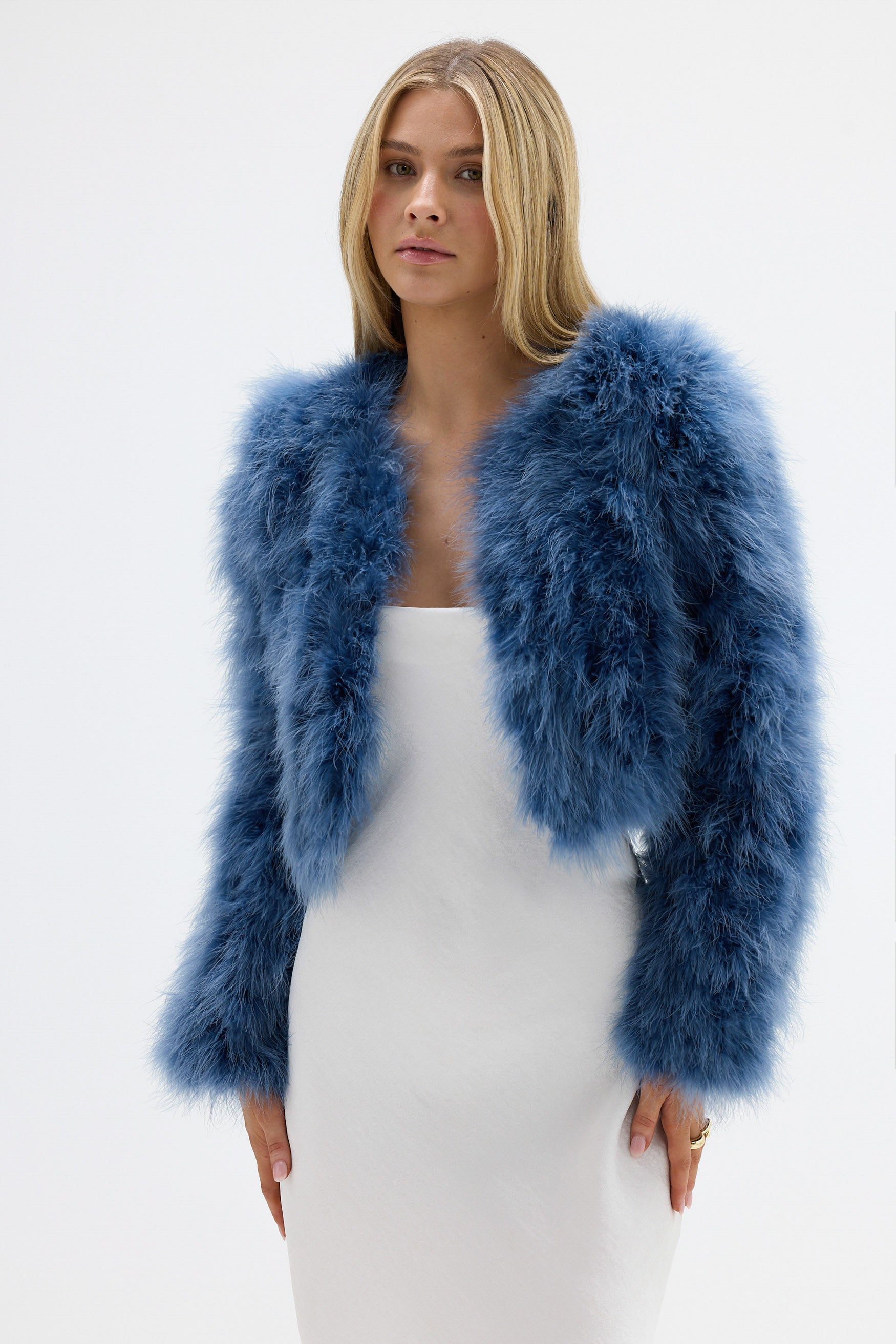 ジャケット・アウター THING THAT MATER FUR CROPPED BLOUSON Bubish Manhattan Crop Jacket in Cream | REVOLVE