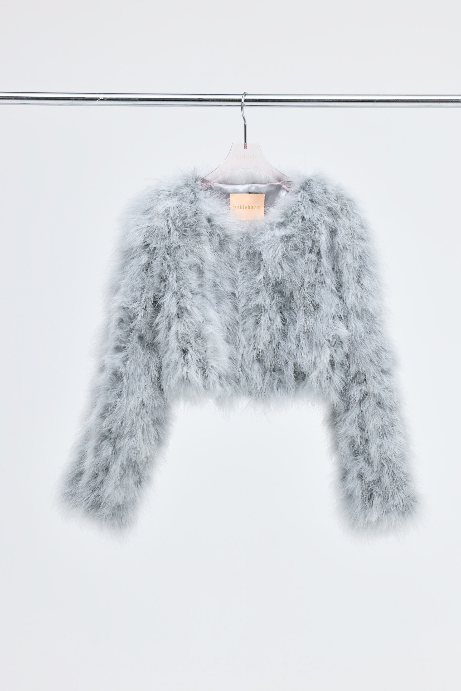 Manhattan Crop Jacket - Light Grey | FEATHER JACKETS