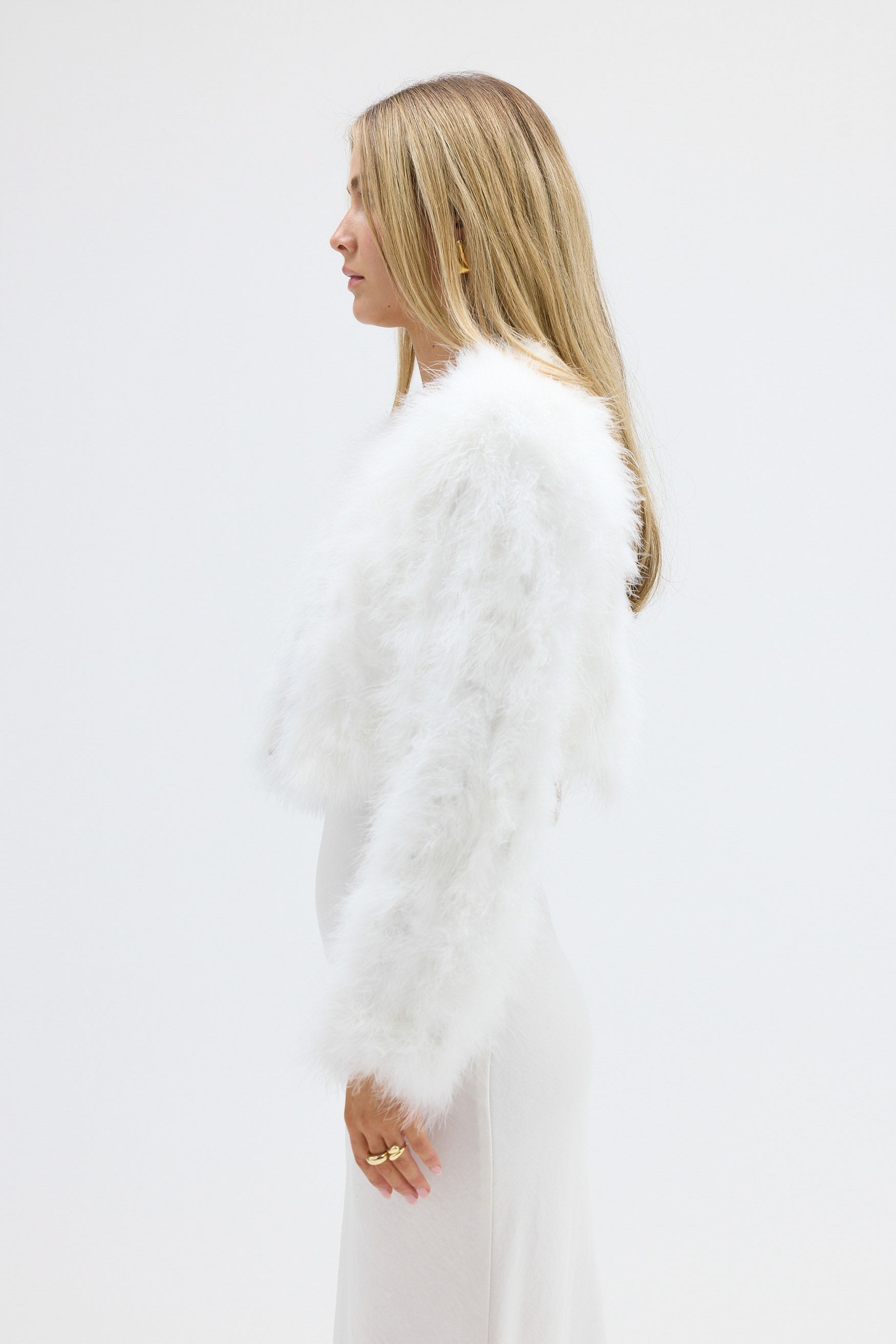 bubish Manhattan Crop Feather Jacket White JACKET