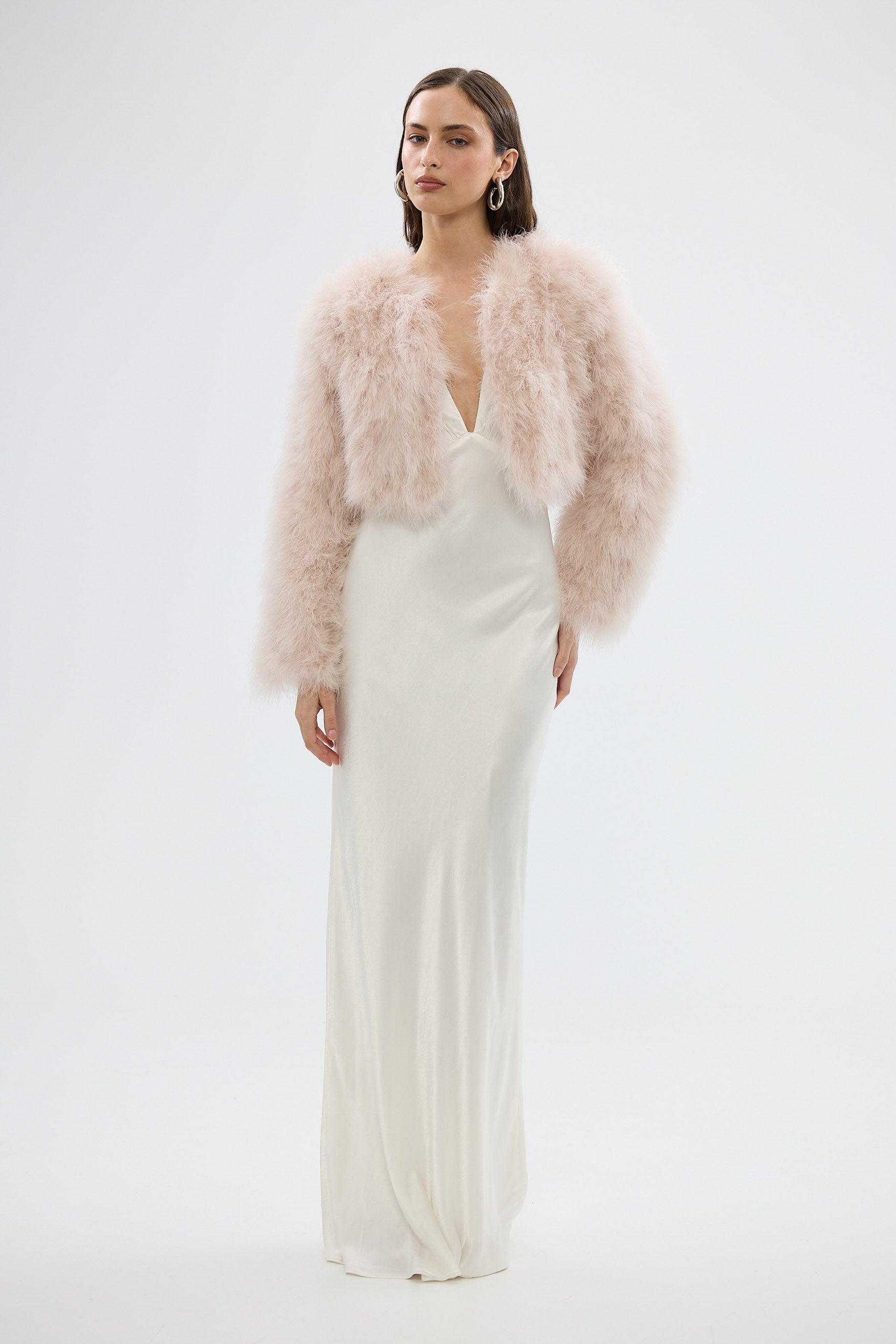 bubish Manhattan Crop Jacket Baby Pink FEATHER JACKET