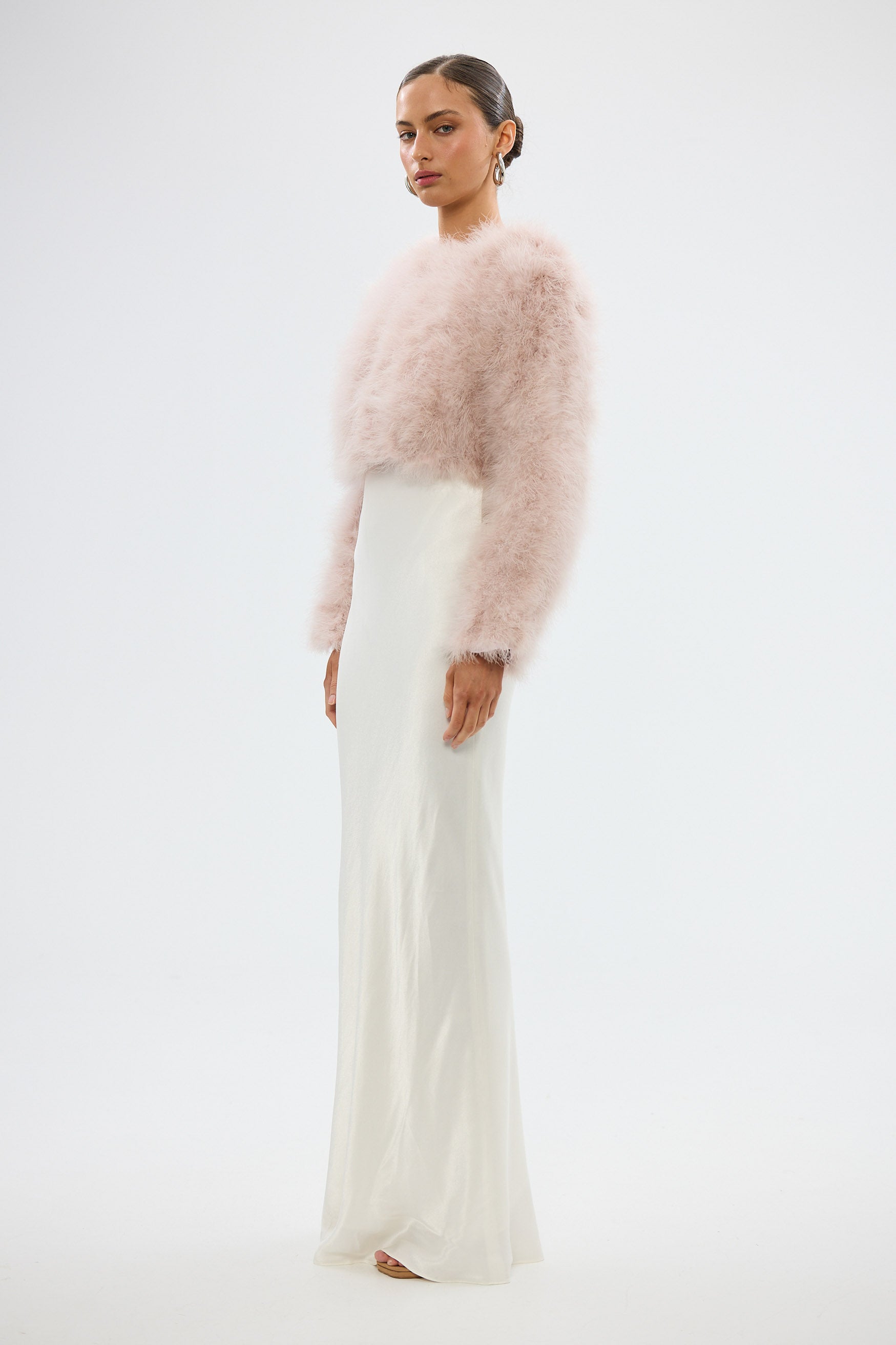 bubish Manhattan Crop Jacket Baby Pink FEATHER JACKET