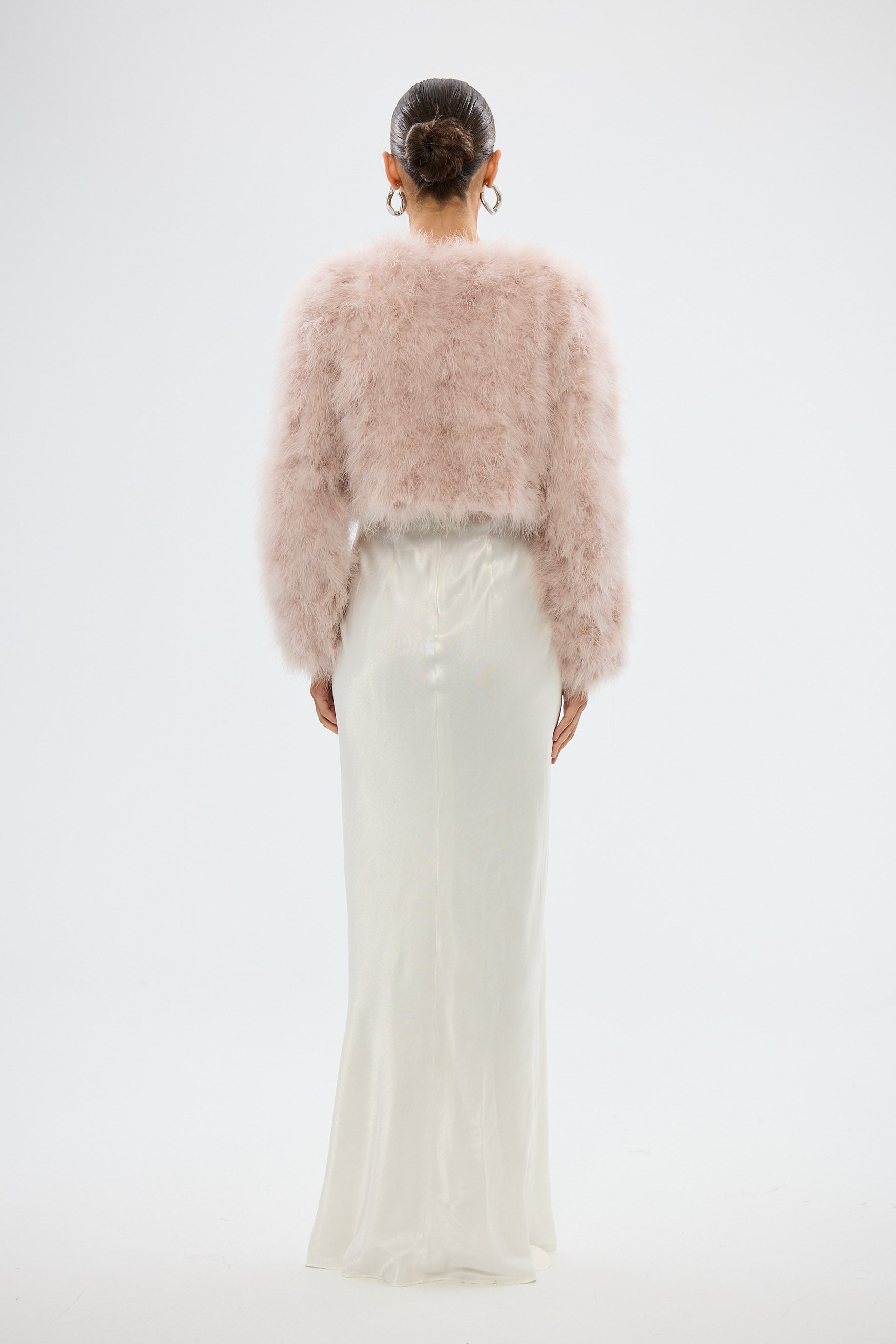 bubish Manhattan Crop Jacket Baby Pink FEATHER JACKET