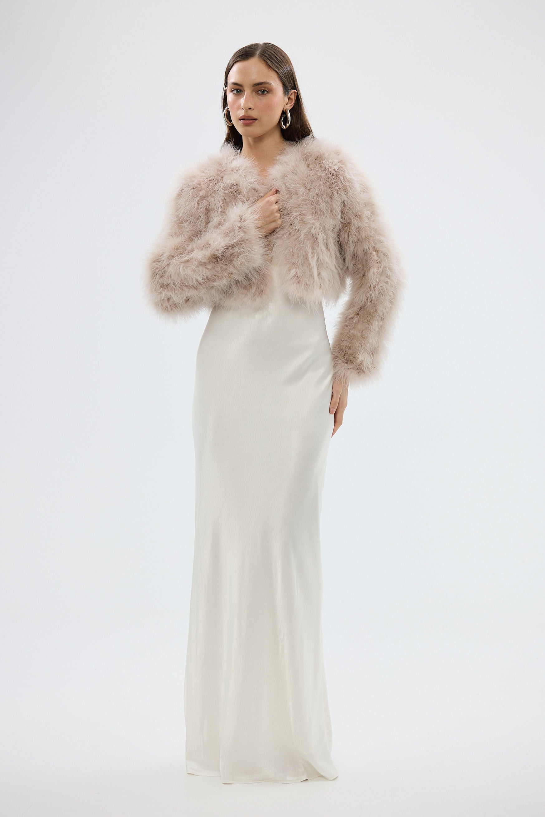 bubish Manhattan Crop Jacket Blush FEATHER JACKET