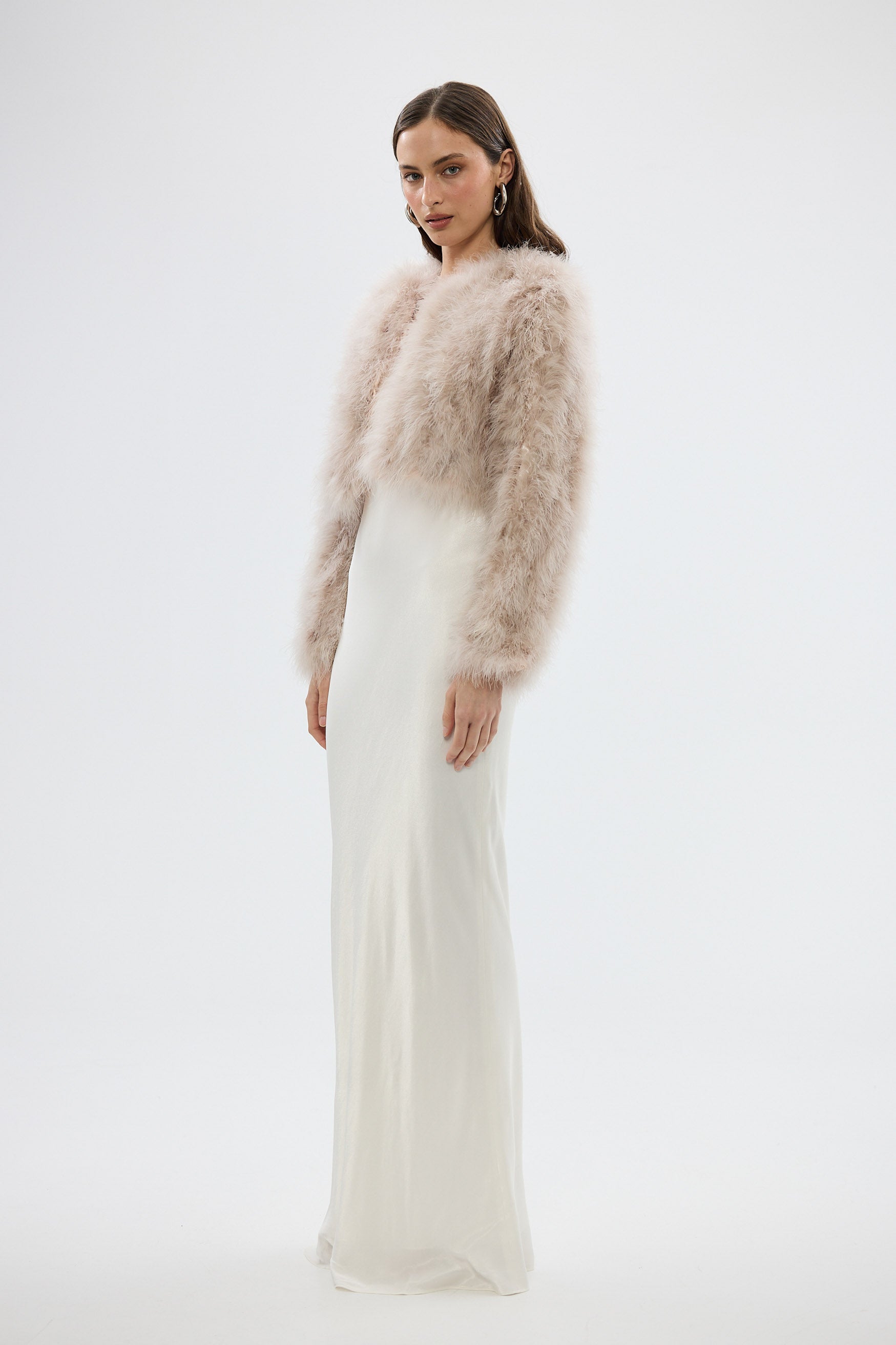 bubish Manhattan Crop Jacket Blush FEATHER JACKET