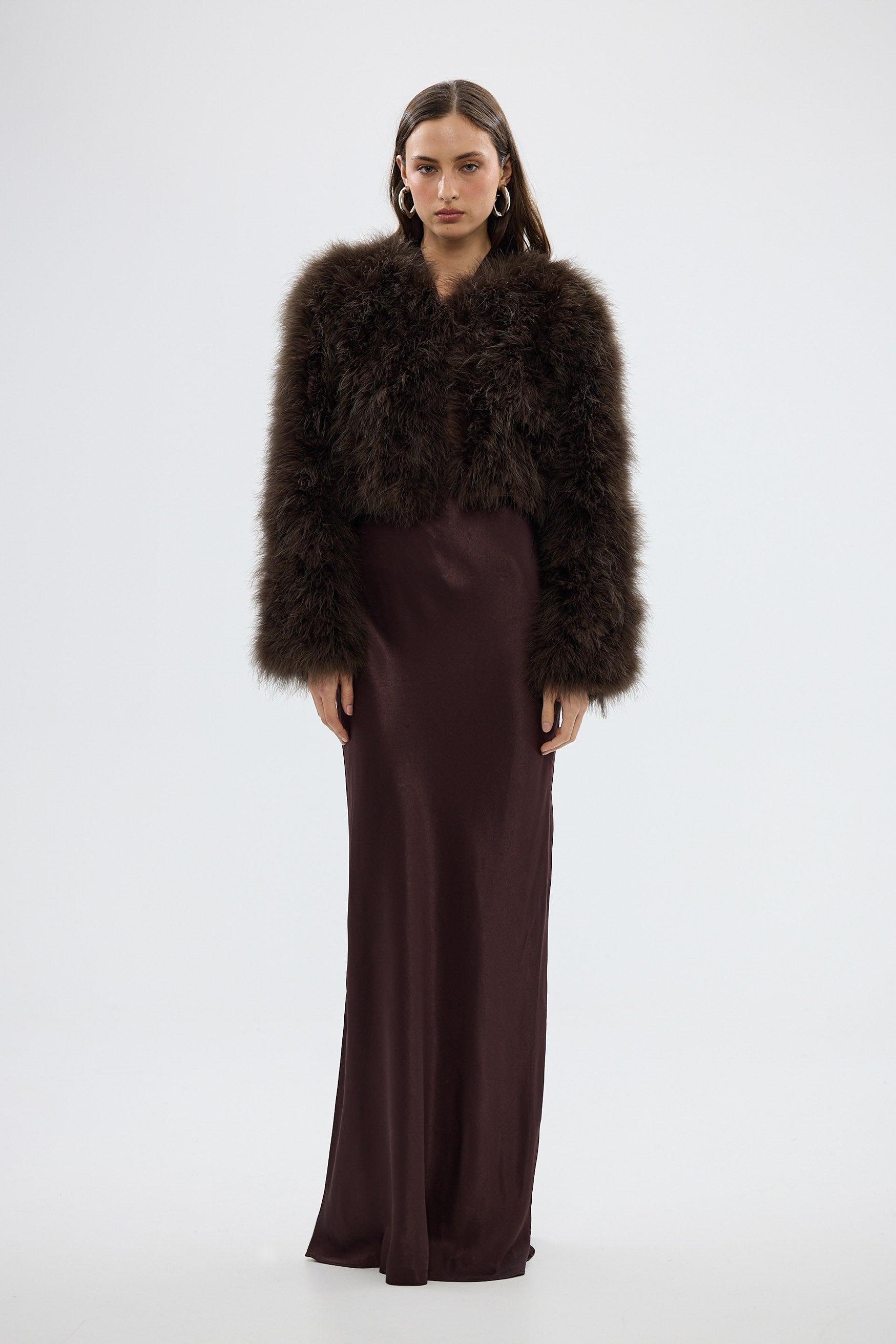 bubish Manhattan Crop Jacket Chocolate FEATHER JACKET