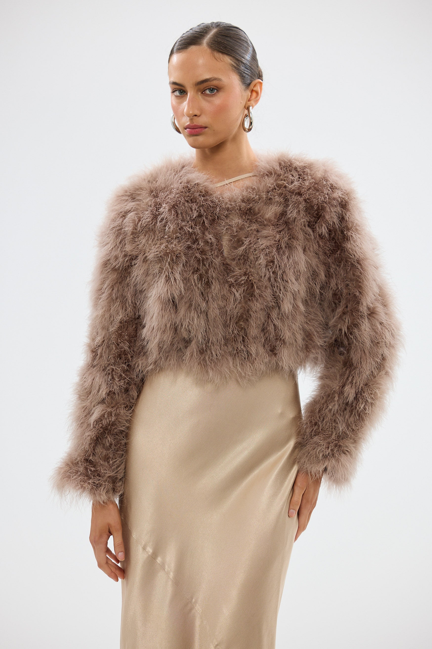 bubish Manhattan Crop Jacket Cocoa FEATHER JACKETS