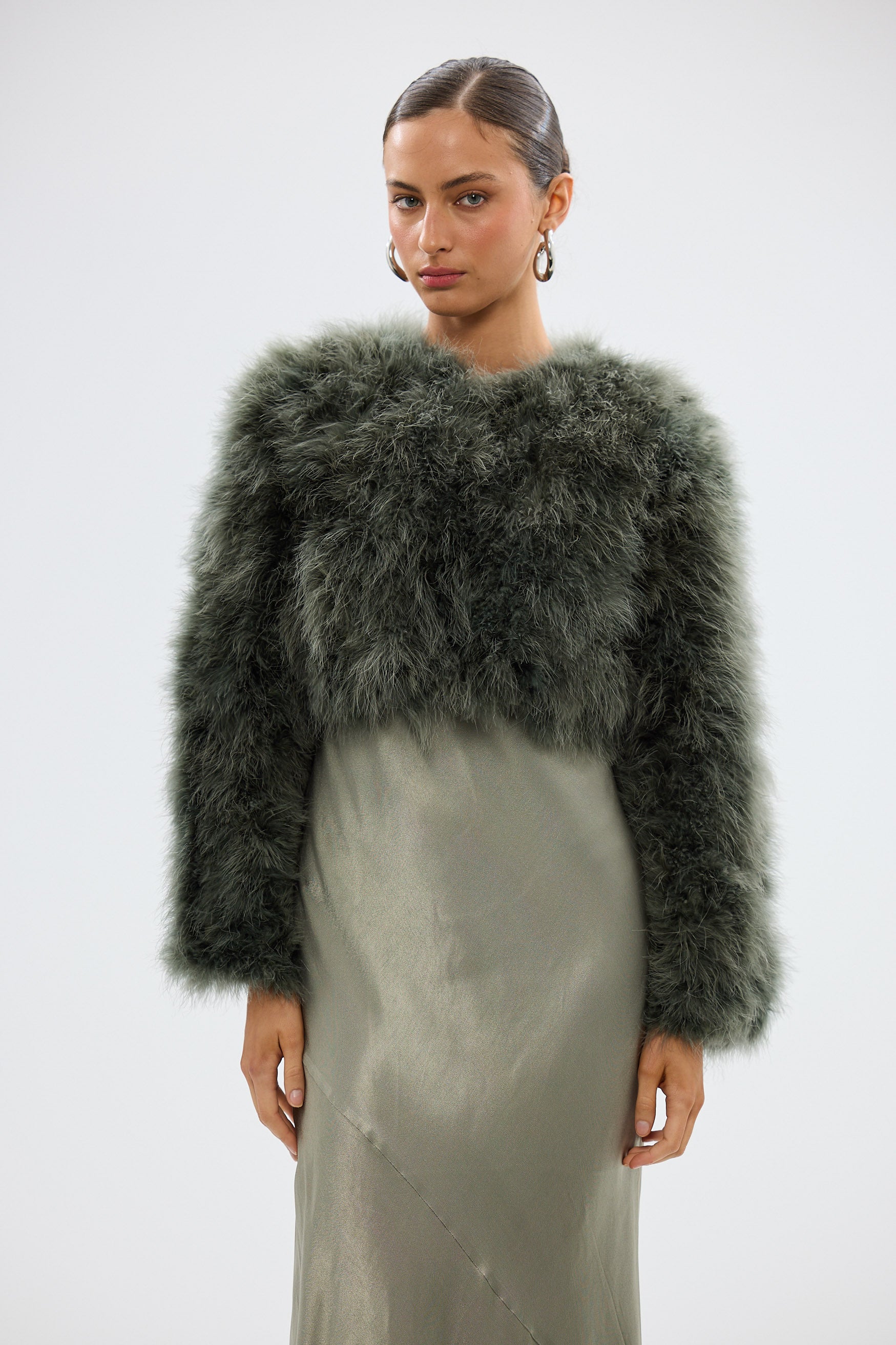 bubish Manhattan Crop Jacket Forest Green FEATHER JACKETS