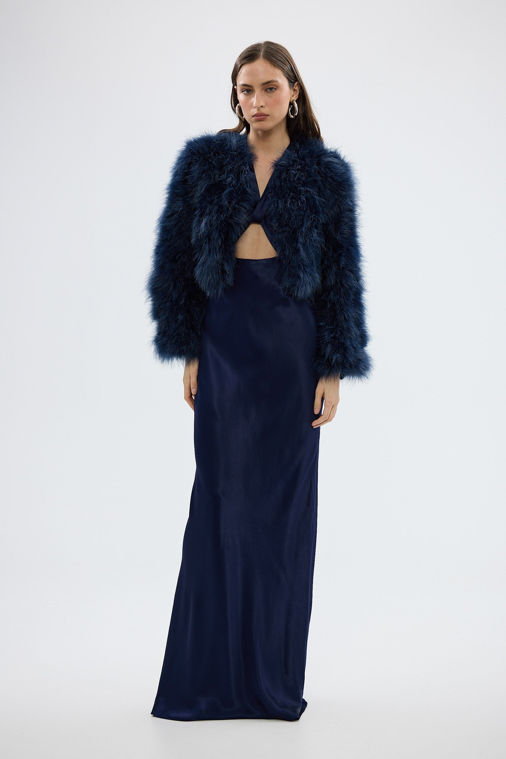 bubish Manhattan Crop Jacket Navy FEATHER JACKET