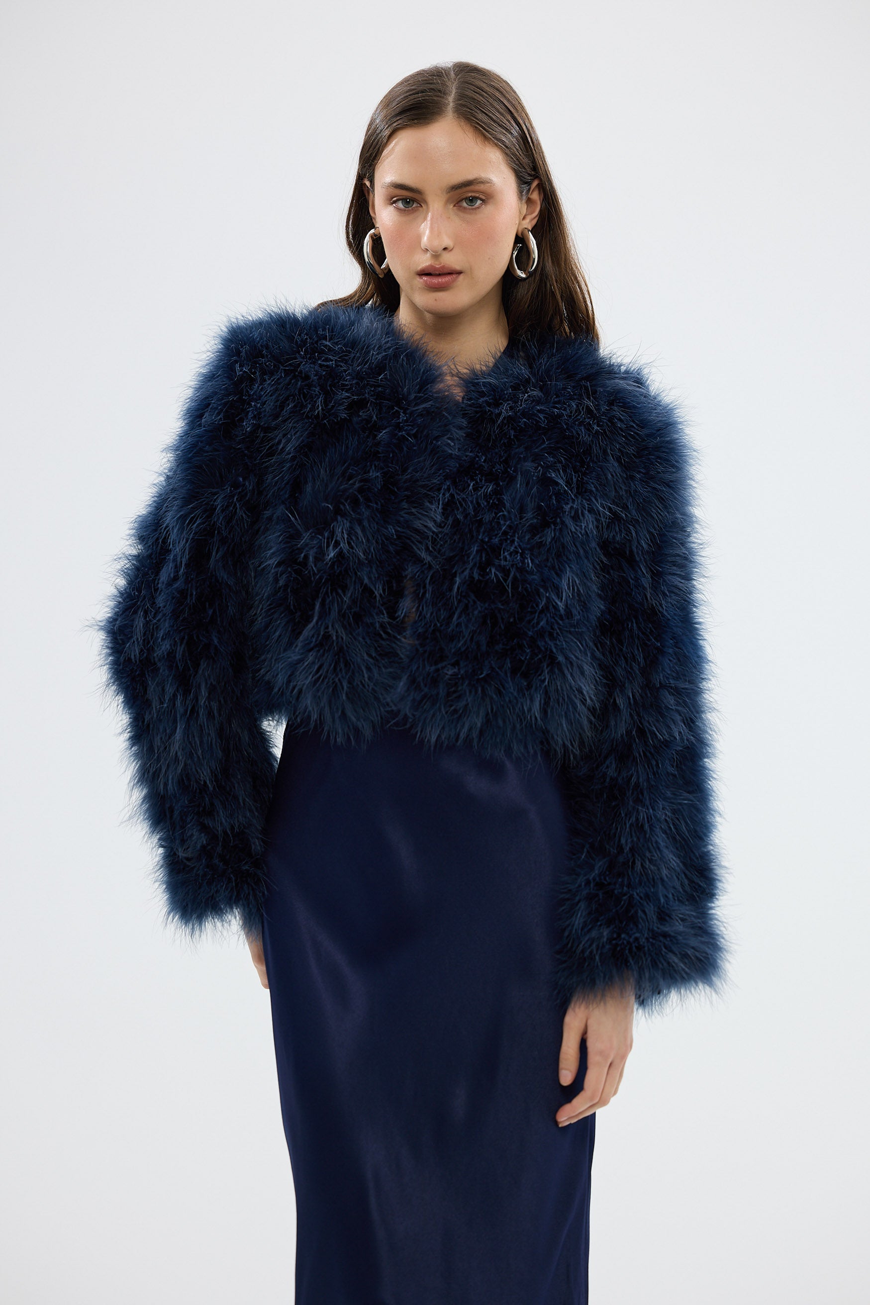 bubish Manhattan Crop Jacket Navy FEATHER JACKET