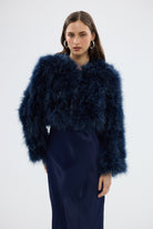 bubish Manhattan Crop Jacket Navy FEATHER JACKET
