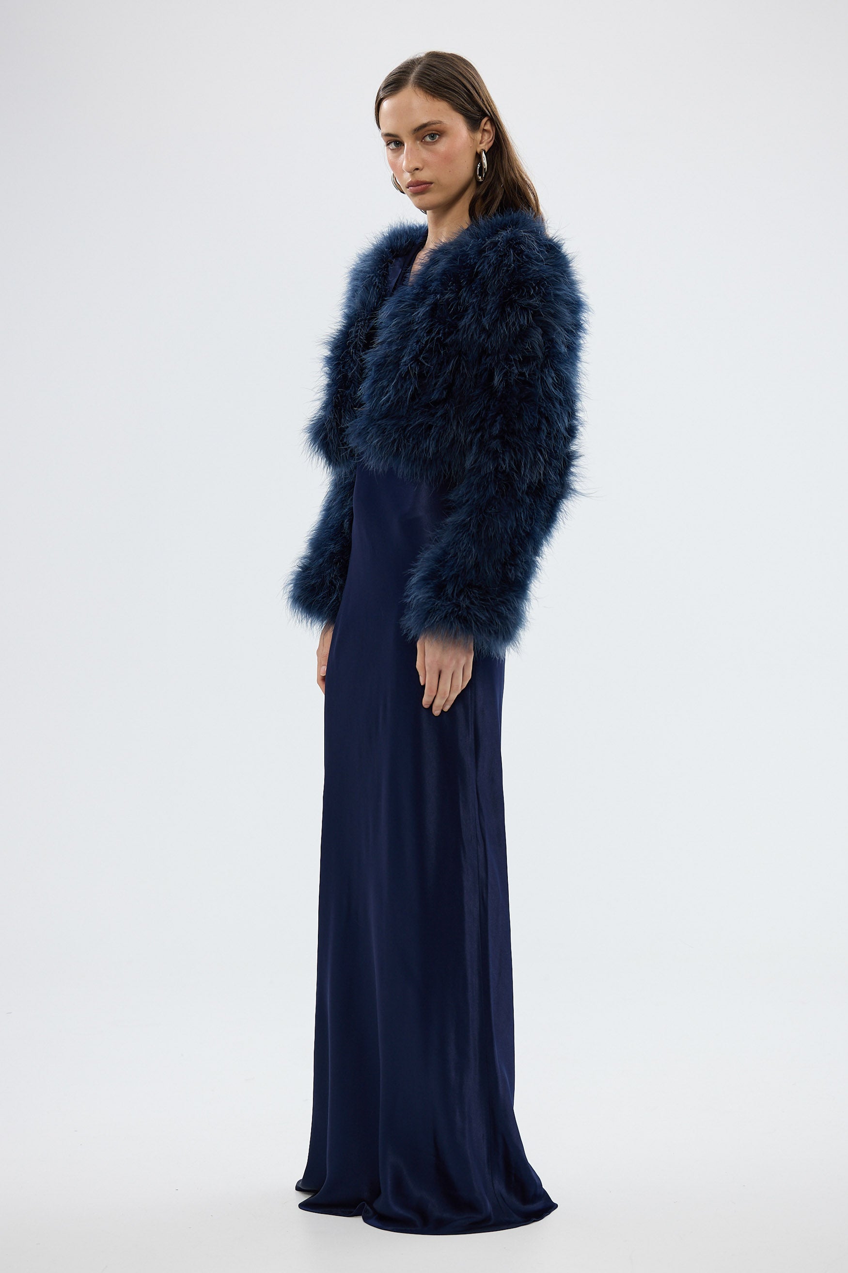 bubish Manhattan Crop Jacket Navy FEATHER JACKET