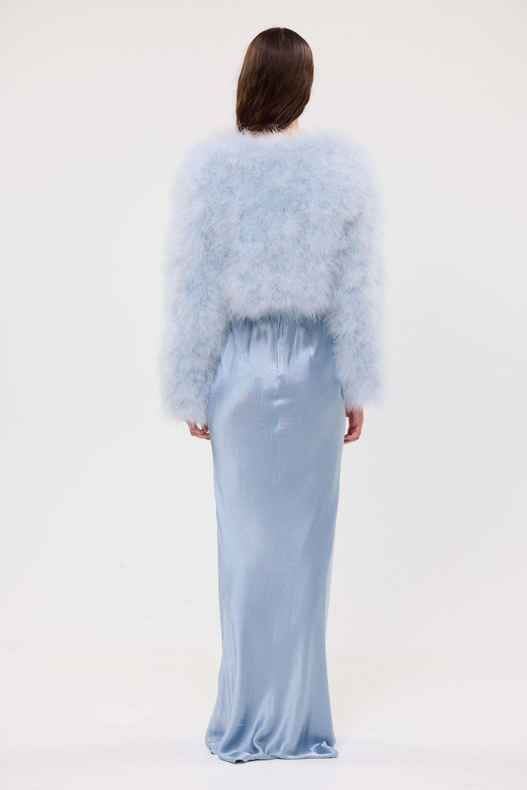 bubish Manhattan Crop Jacket Powder Blue FEATHER JACKET