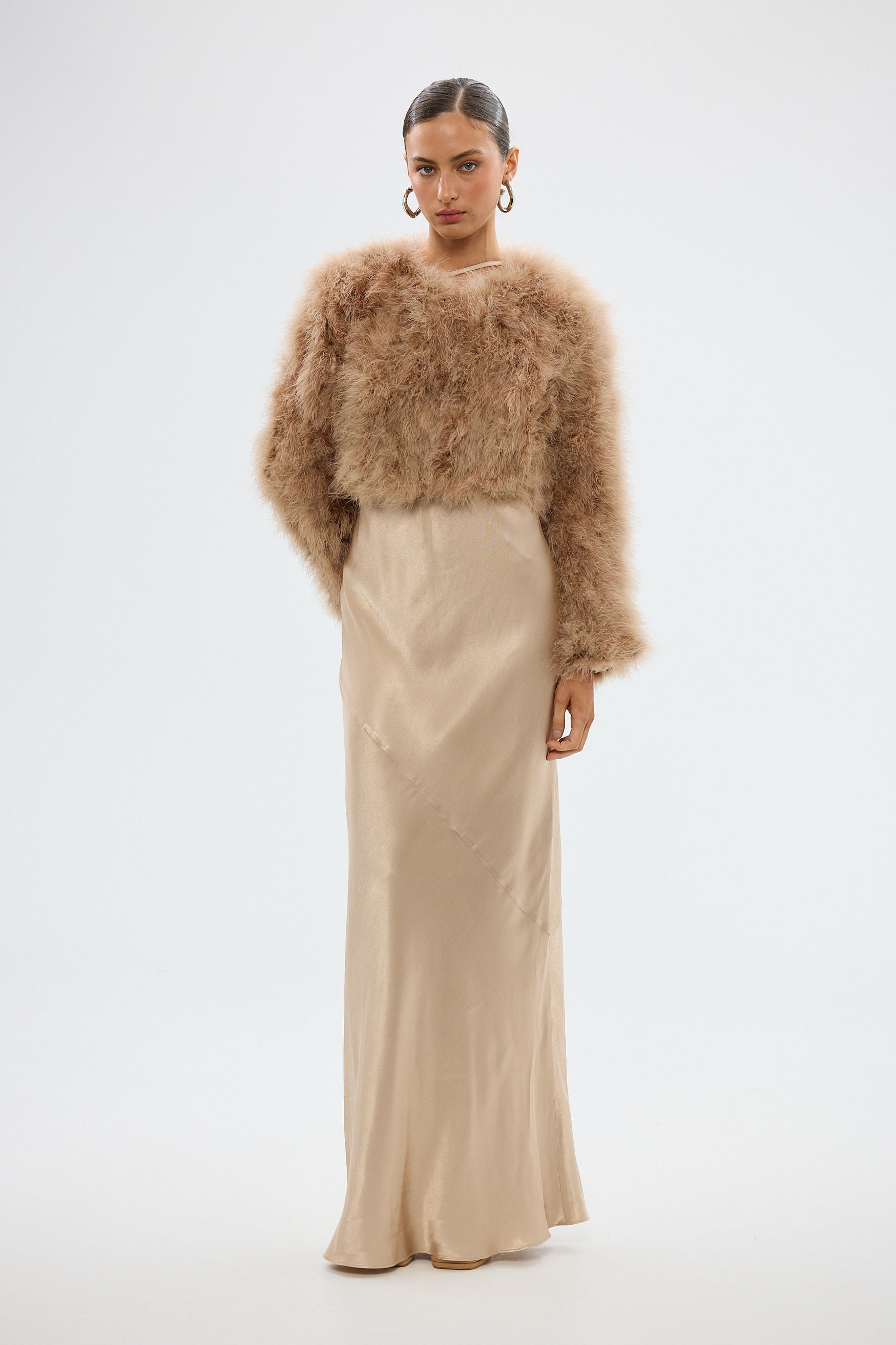 bubish Manhattan Crop Jacket Toffee FEATHER JACKETS