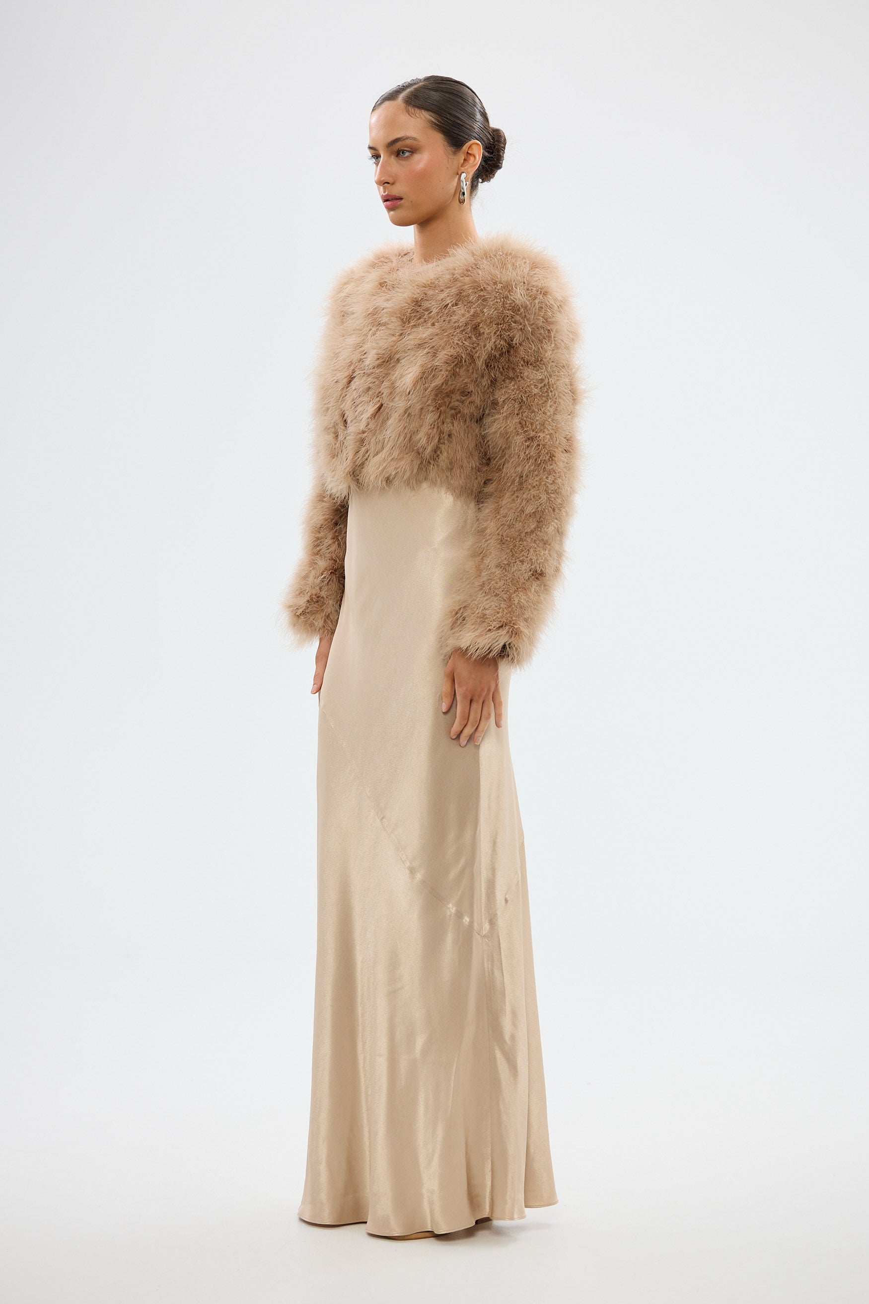 bubish Manhattan Crop Jacket Toffee FEATHER JACKETS