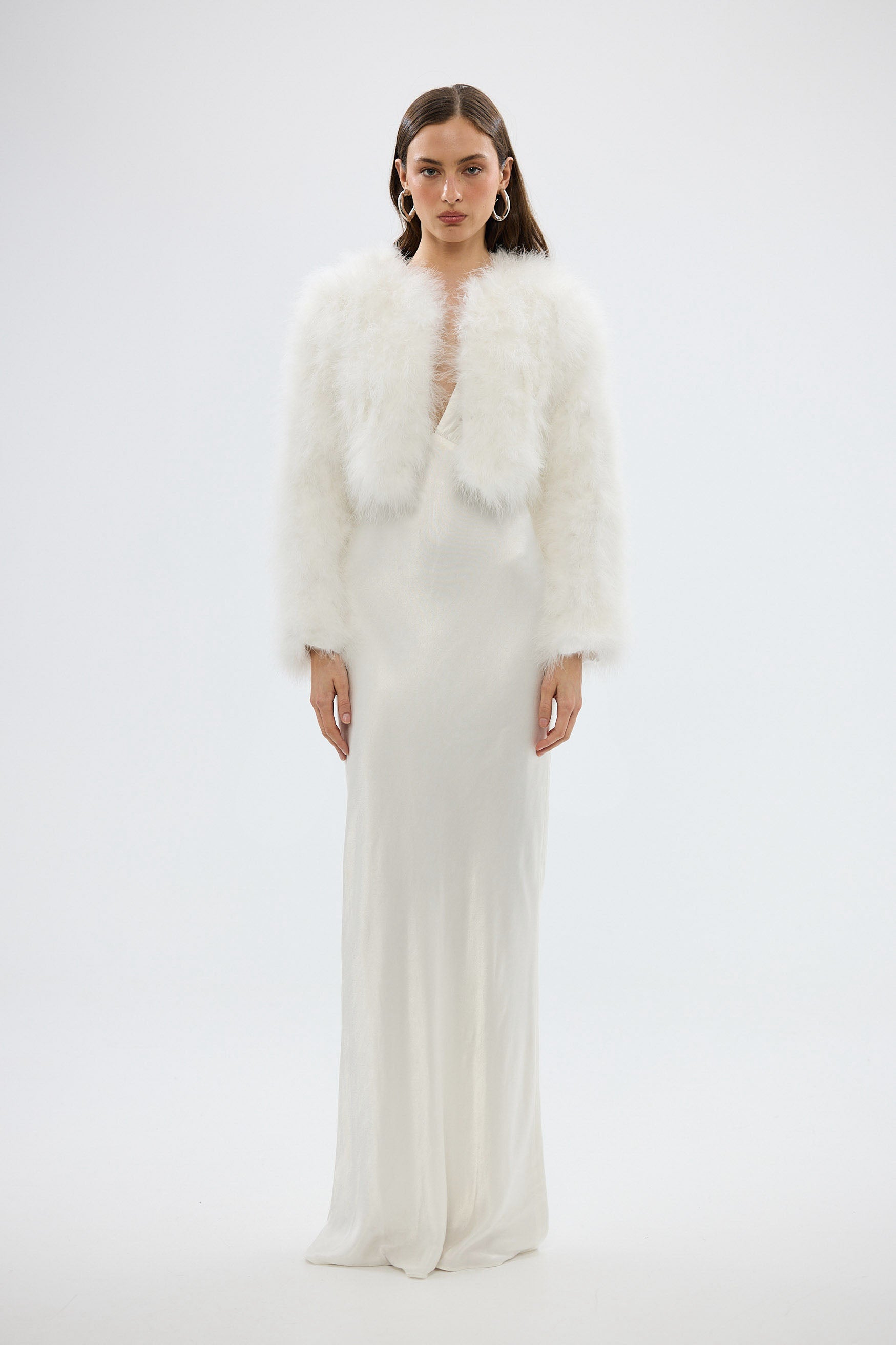 Manhattan Crop Jacket - White FEATHER JACKET