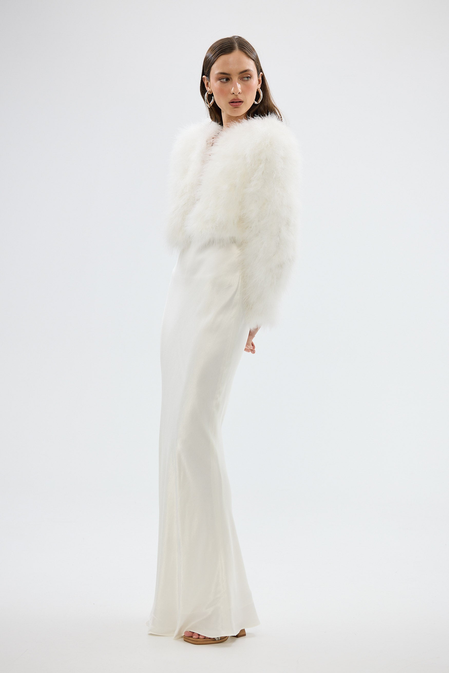 bubish Manhattan Crop Jacket White FEATHER JACKET