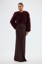 bubish Manhattan Crop Jacket Wine FEATHER JACKETS