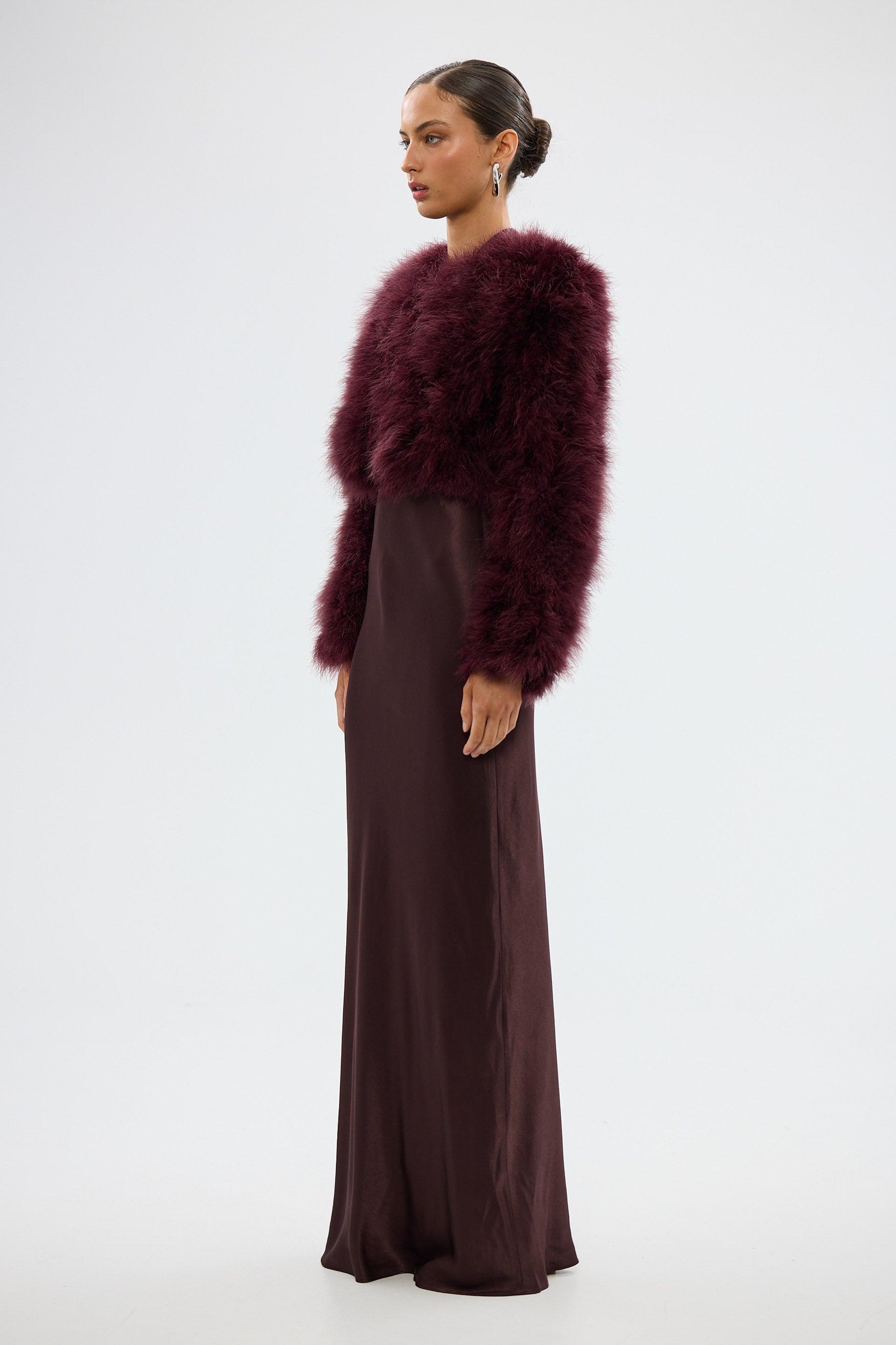 bubish Manhattan Crop Jacket Wine FEATHER JACKETS