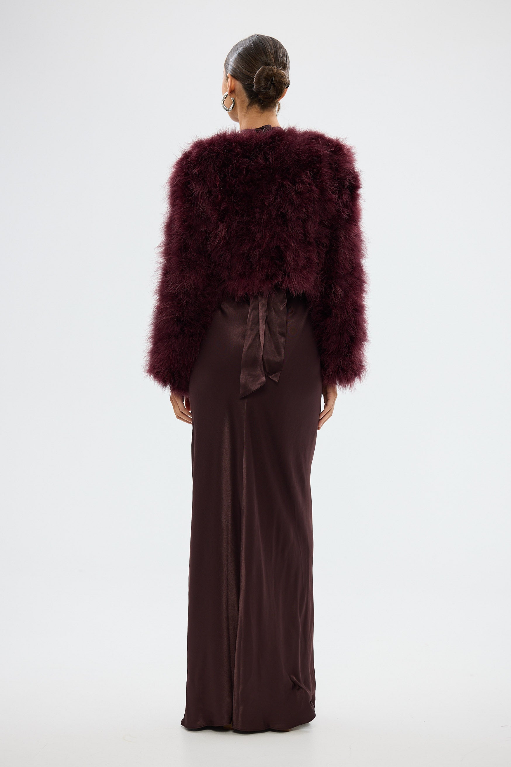 bubish Manhattan Crop Jacket Wine FEATHER JACKETS