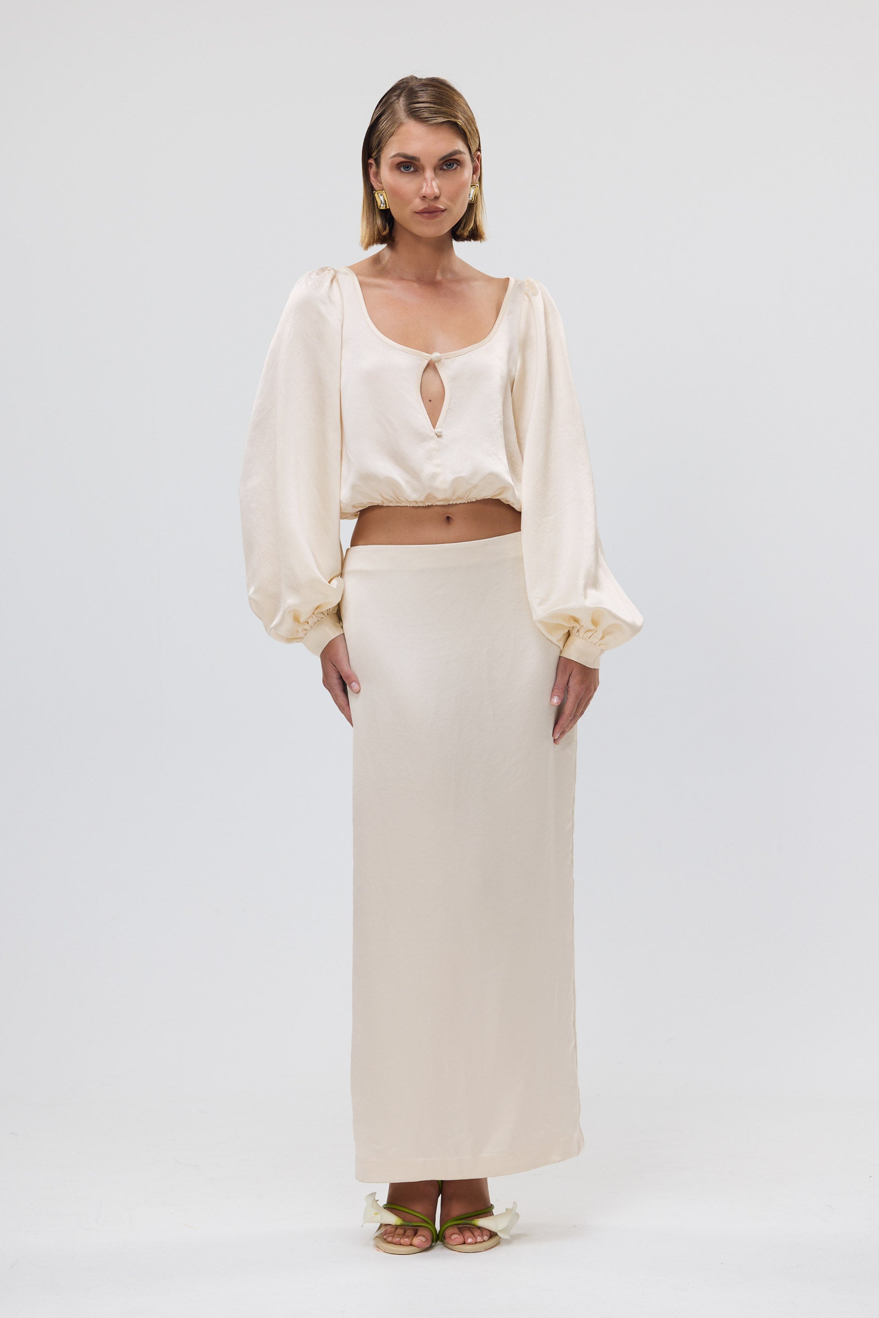 bubish Penelope Cropped Blouse Ivory CROPPED PARTY TOP