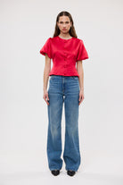 bubish Poppy Bubble Sleeve Blouse Red PARTY TOP