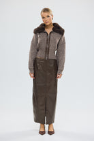 bubish Raye Maxi Skirt Chocolate FAUX LEATHER MAXI SKIRT