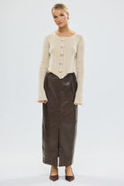 bubish Raye Maxi Skirt Chocolate FAUX LEATHER MAXI SKIRT