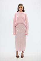 bubish Raye Maxi Skirt Ice Pink FAUX LEATHER SKIRT