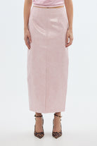 bubish Raye Maxi Skirt Ice Pink FAUX LEATHER SKIRT