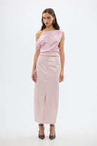 bubish Raye Maxi Skirt Ice Pink FAUX LEATHER SKIRT