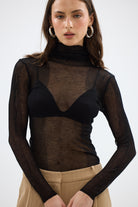 bubish Riley Long Sleeve Sheer Top Black SHEER LONG SLEEVE TOP