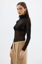 bubish Riley Long Sleeve Sheer Top Black SHEER LONG SLEEVE TOP