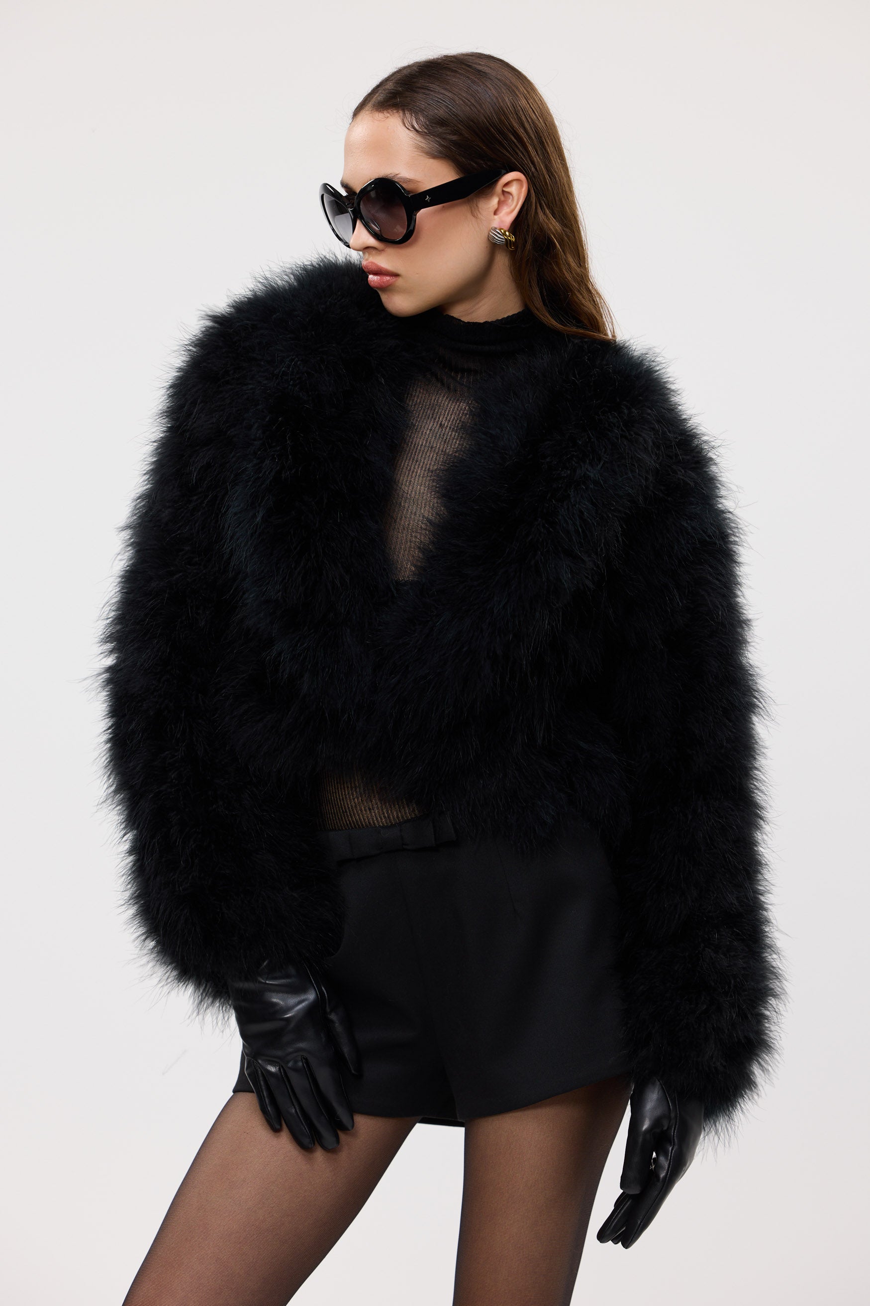 bubish Rome Crop Jacket Black FEATHER JACKET