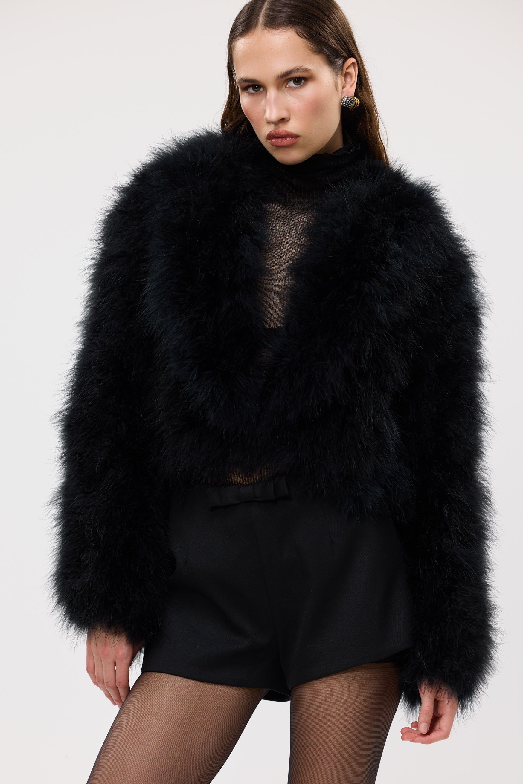 bubish Rome Crop Jacket Black FEATHER JACKET