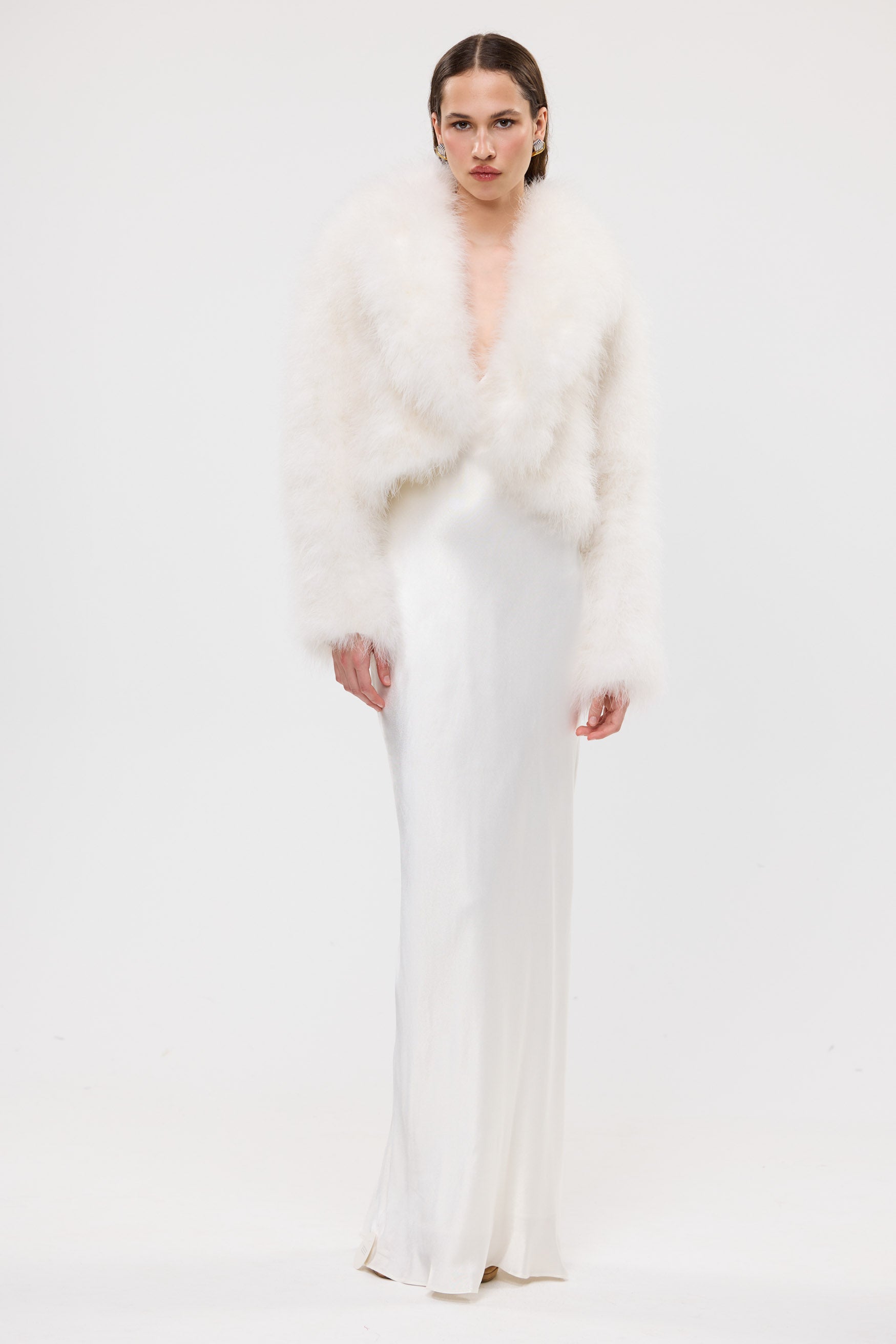 bubish Rome Crop Jacket White FEATHER JACKET