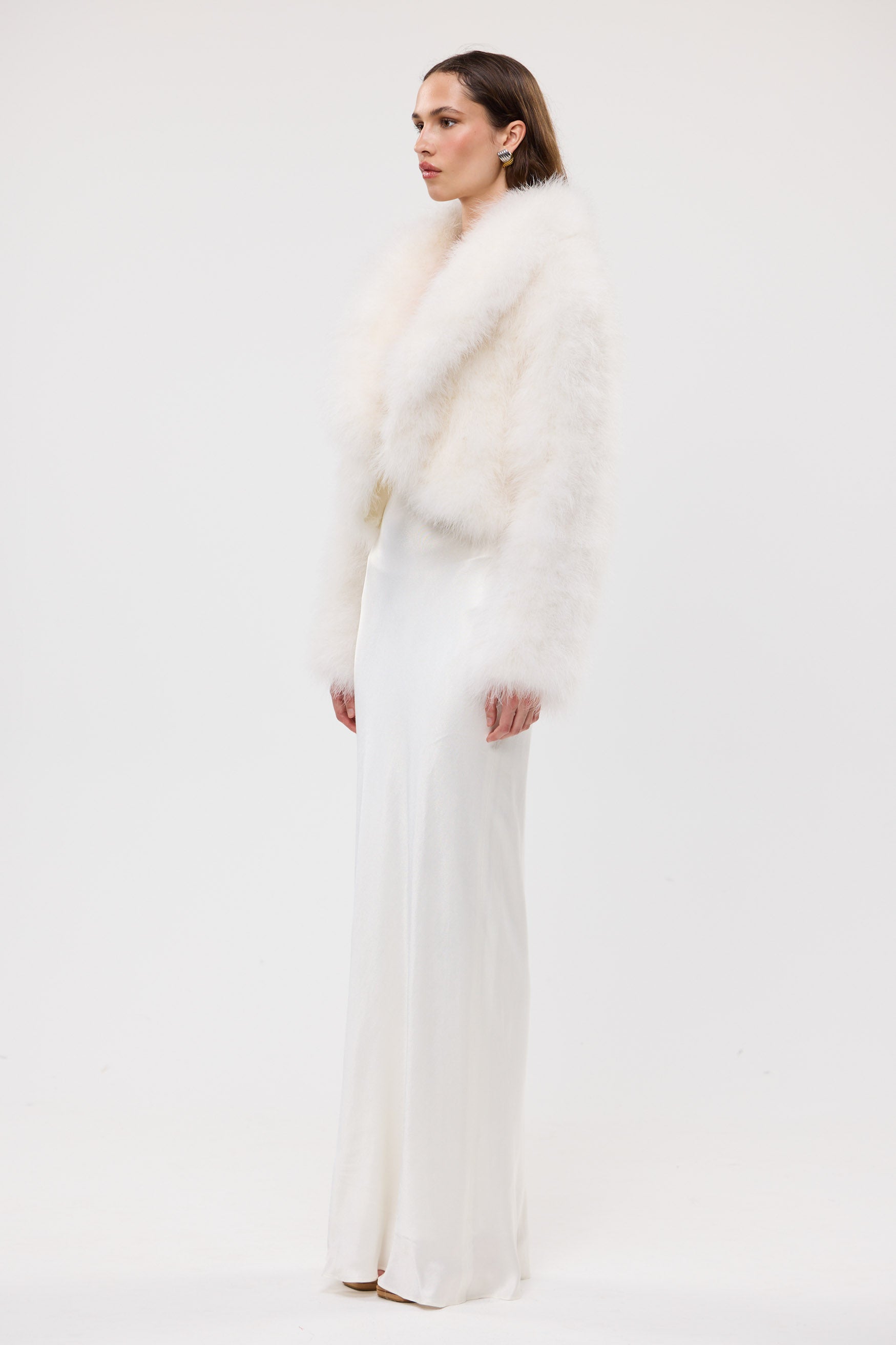 bubish Rome Crop Jacket White FEATHER JACKET