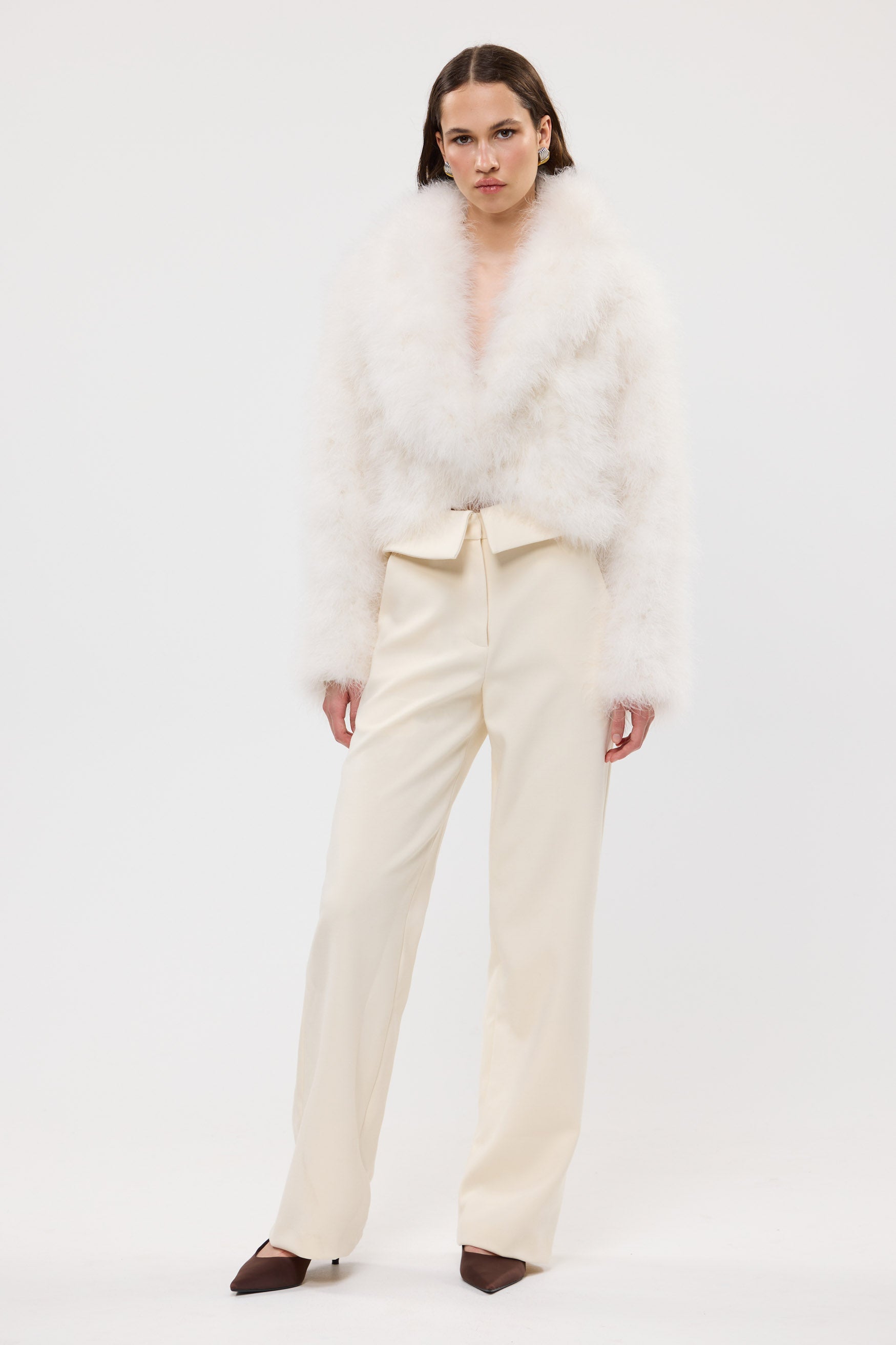 bubish Rome Crop Jacket White FEATHER JACKET