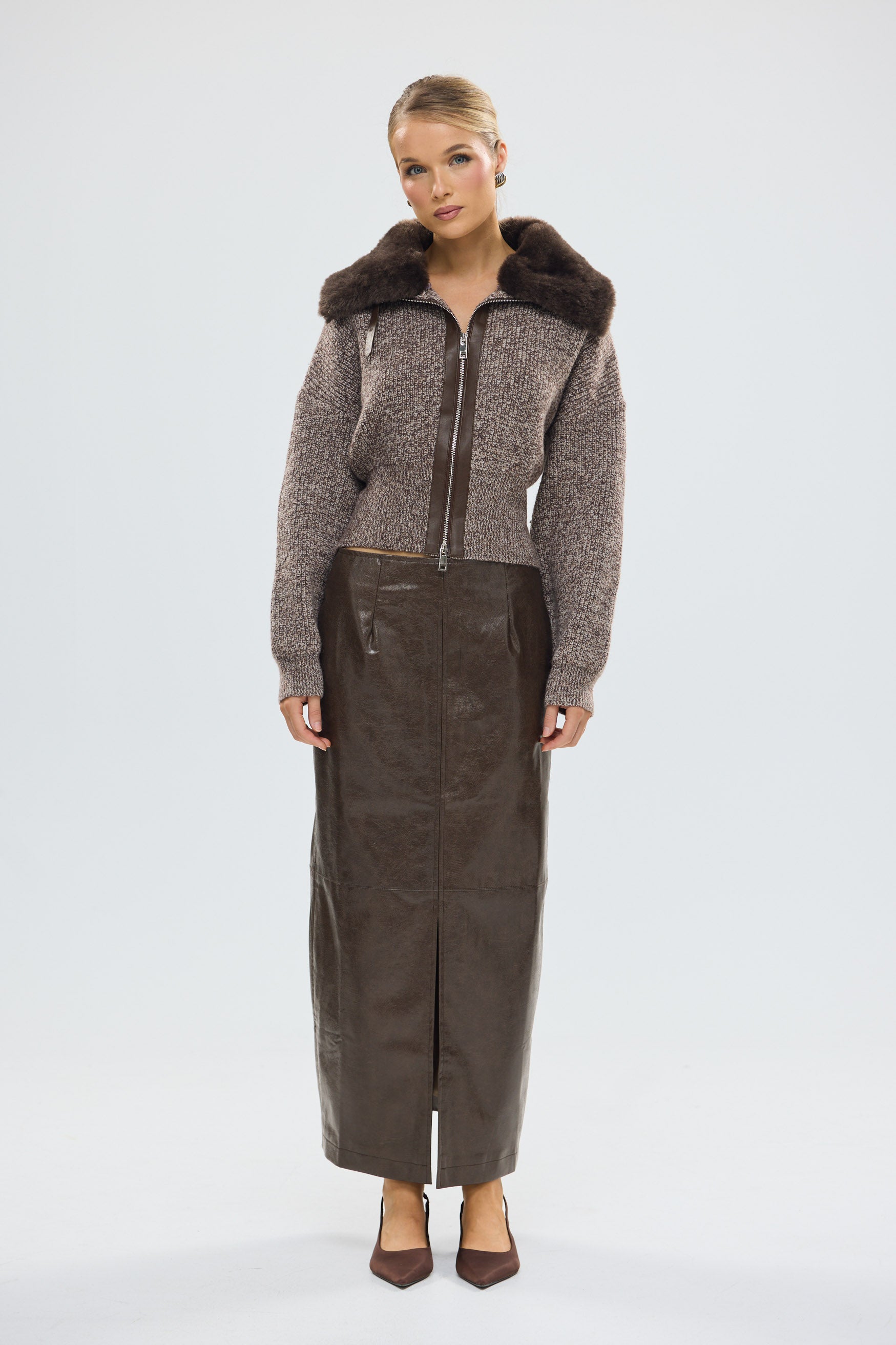 bubish Ruby Wool Knit Cardigan Chocolate Marle WOOL CARDIGAN