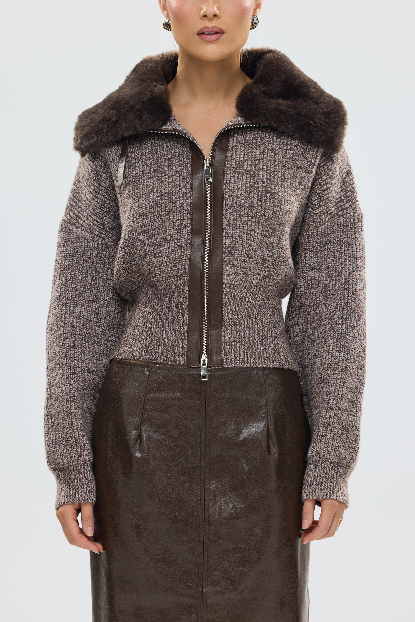 bubish Ruby Wool Knit Cardigan Chocolate Marle WOOL CARDIGAN