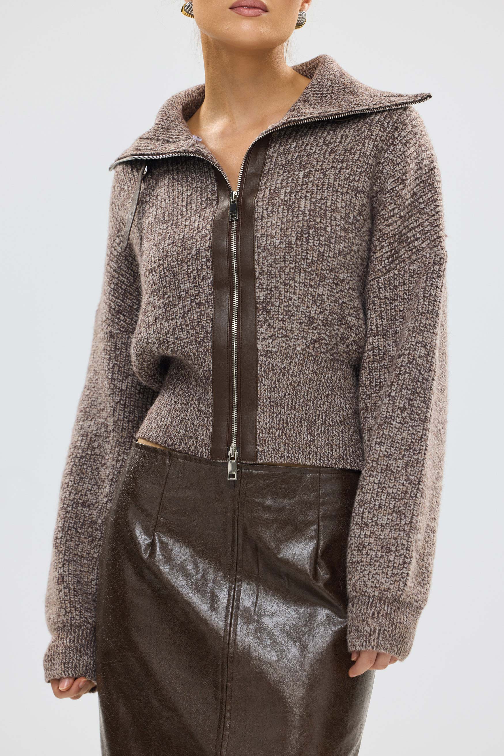 bubish Ruby Wool Knit Cardigan Chocolate Marle WOOL CARDIGAN