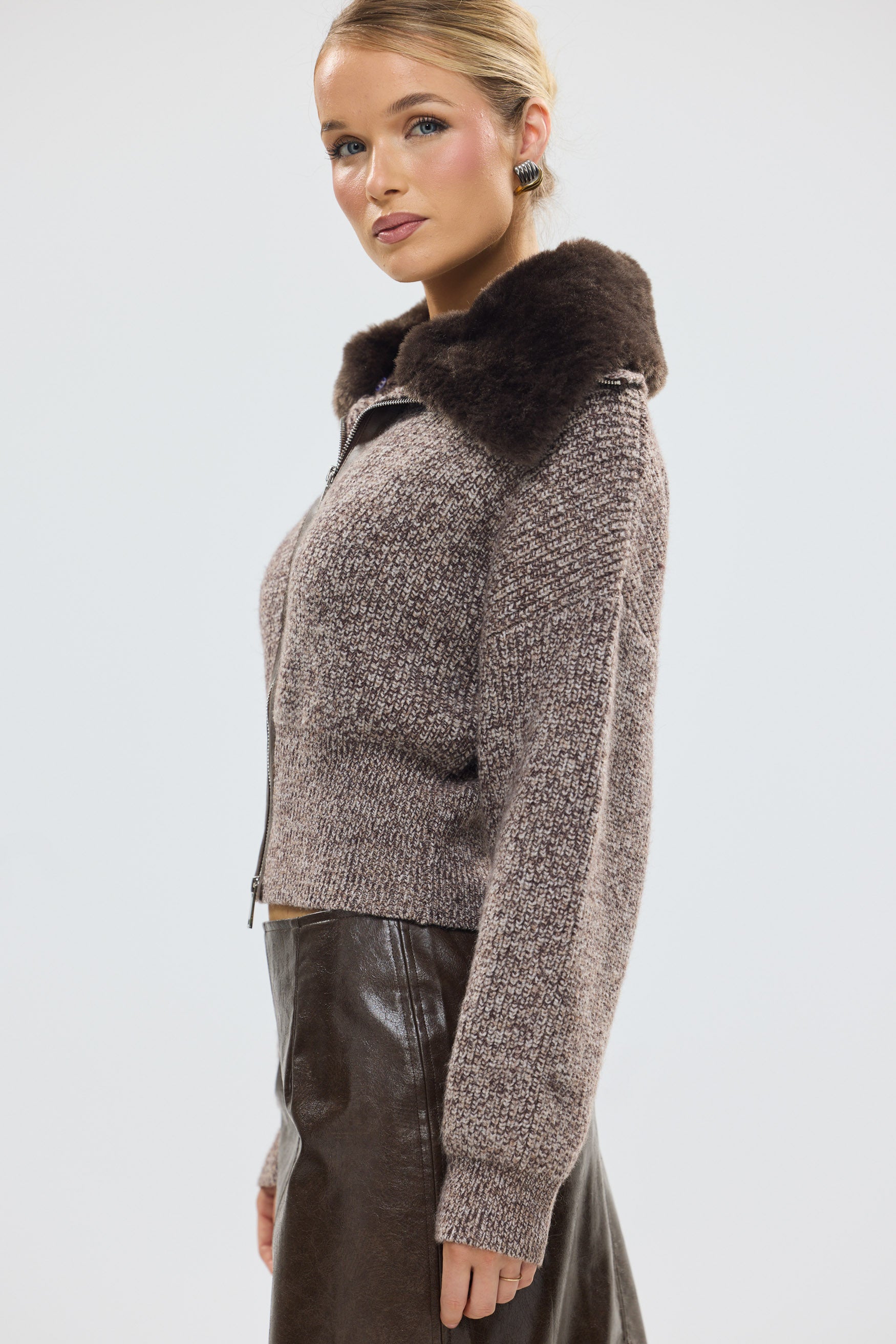 bubish Ruby Wool Knit Cardigan Chocolate Marle WOOL CARDIGAN