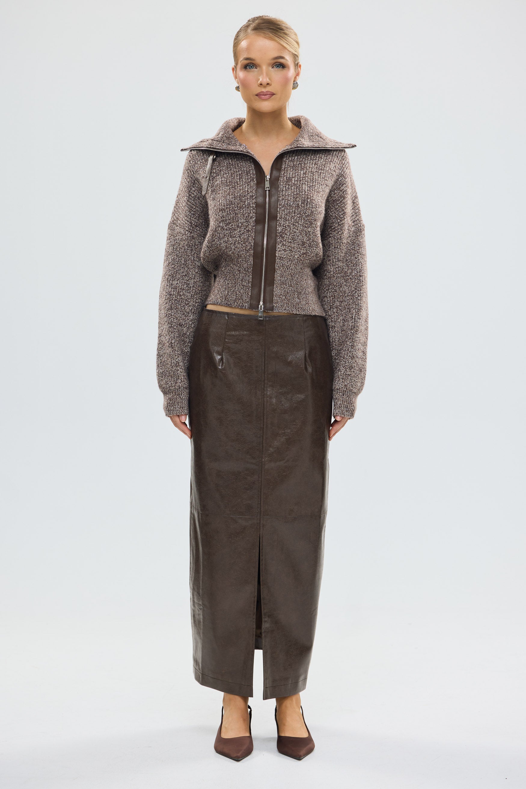 bubish Ruby Wool Knit Cardigan Chocolate Marle WOOL CARDIGAN