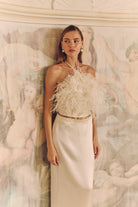 bubish Iris Feather Top Ivory FEATHER PARTY TOP