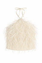 bubish Iris Feather Top Ivory FEATHER PARTY TOP