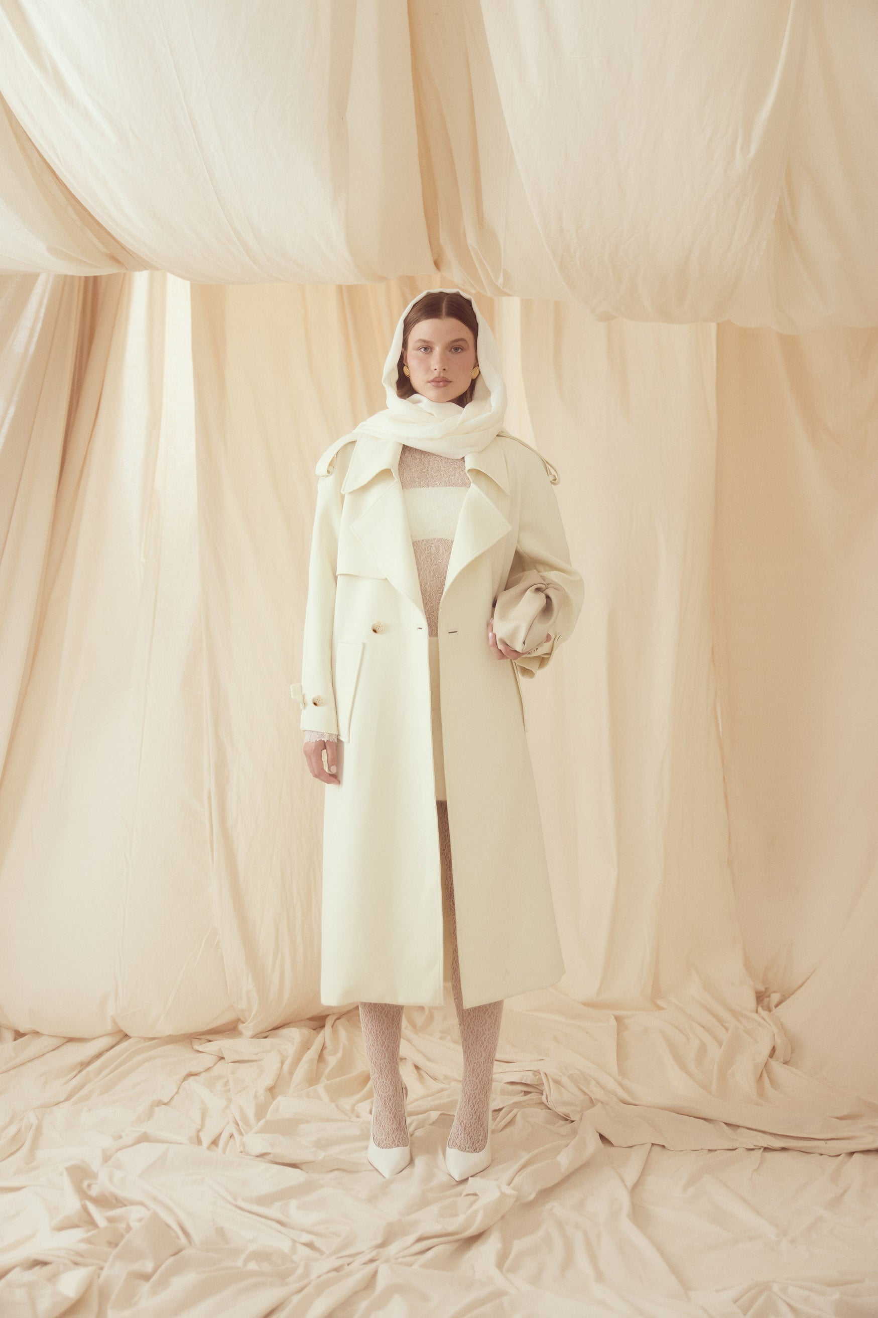 bubish Dillon Trench Coat Ivory JACKET
