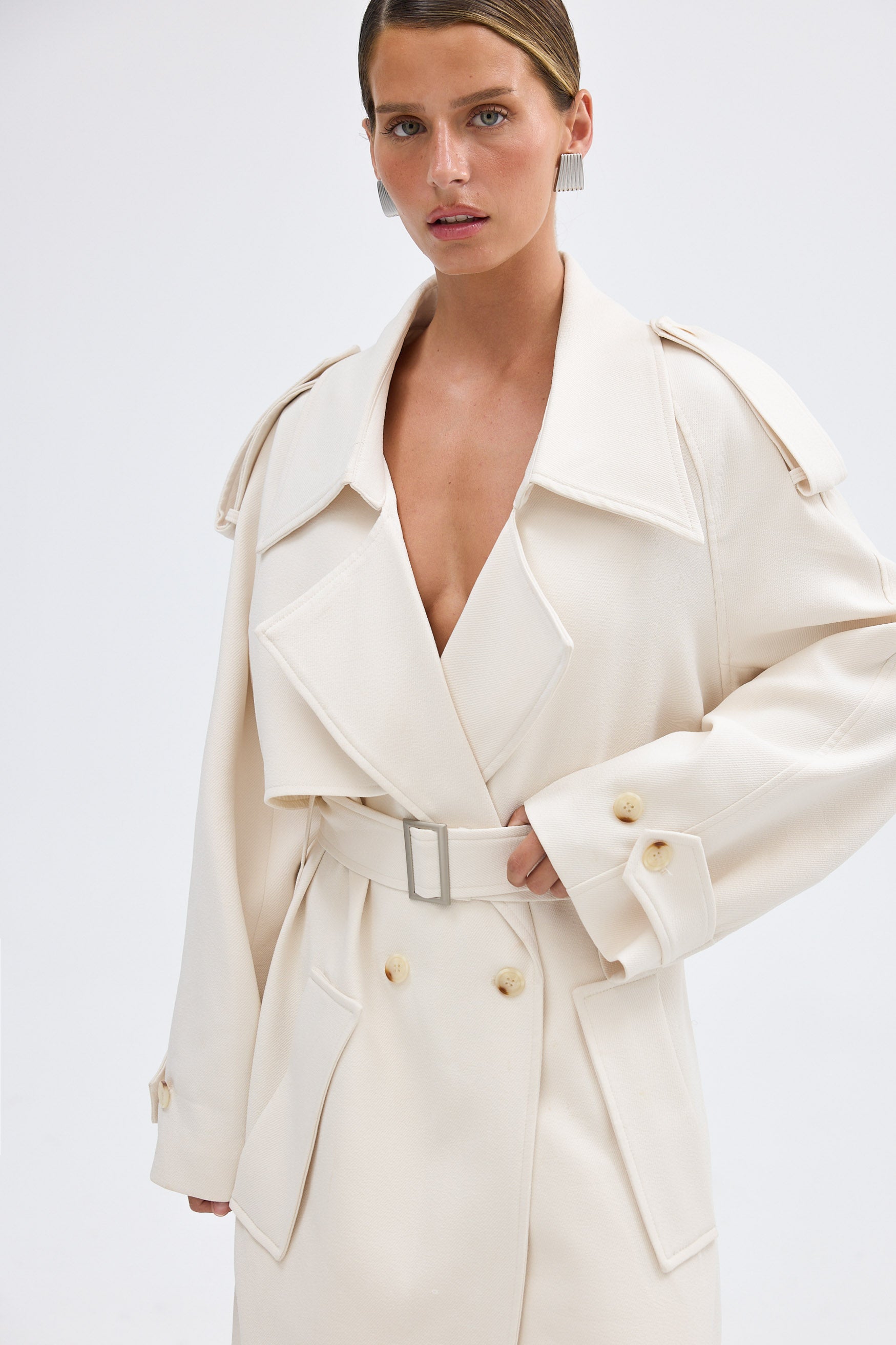 bubish Dillon Trench Coat Ivory JACKET
