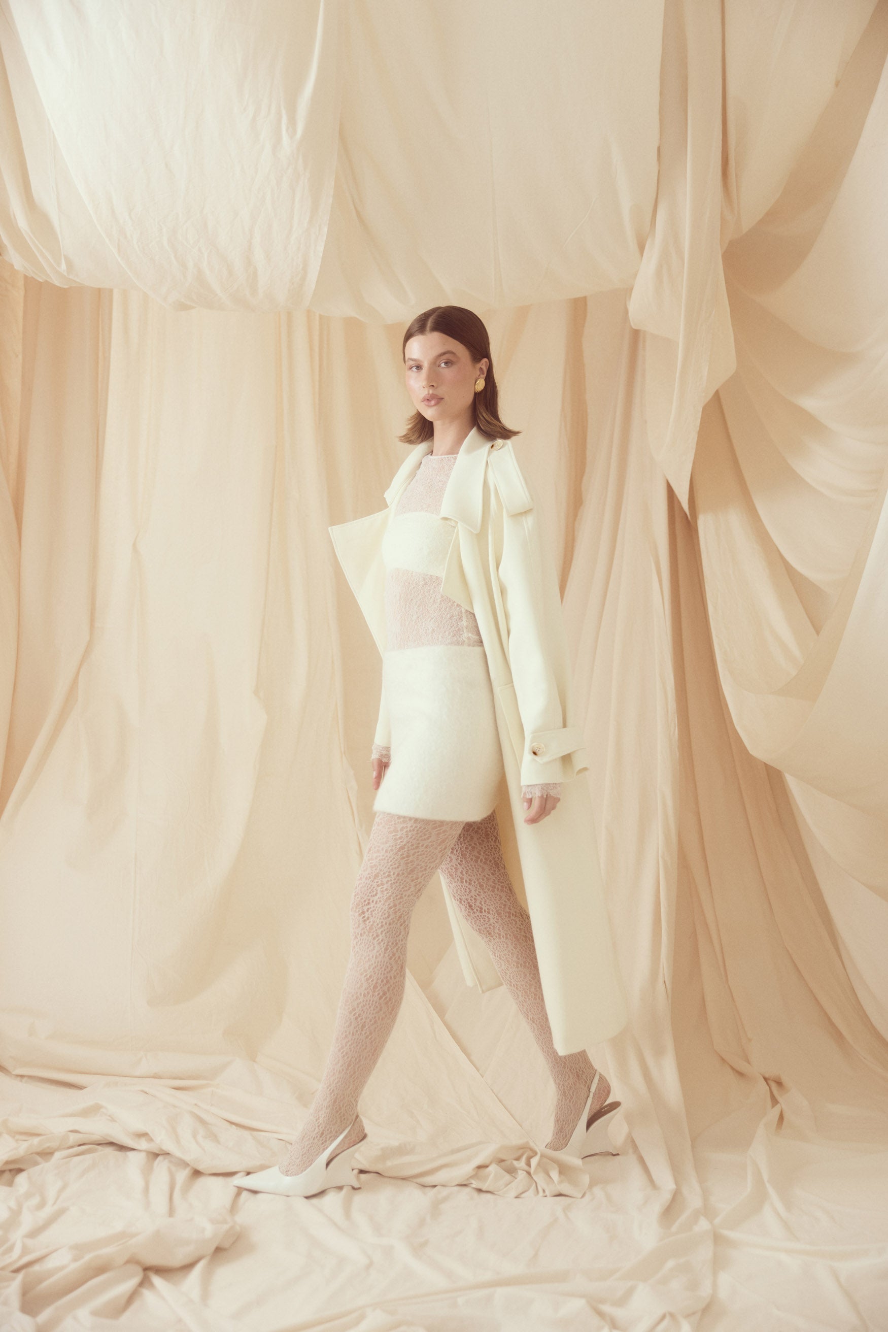 bubish Dillon Trench Coat Ivory JACKET