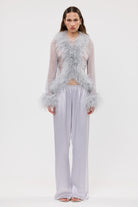 bubish Gigi Sheer Feather Blouse - Periwinkle TOPS