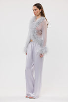 bubish Gigi Sheer Feather Blouse - Periwinkle TOPS