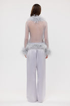 bubish Gigi Sheer Feather Blouse - Periwinkle TOPS